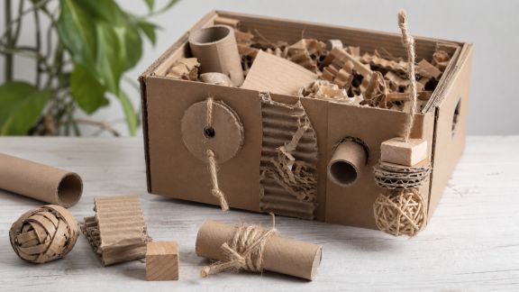 Créer une enrichment box pour perroquet avec matériaux de récupération