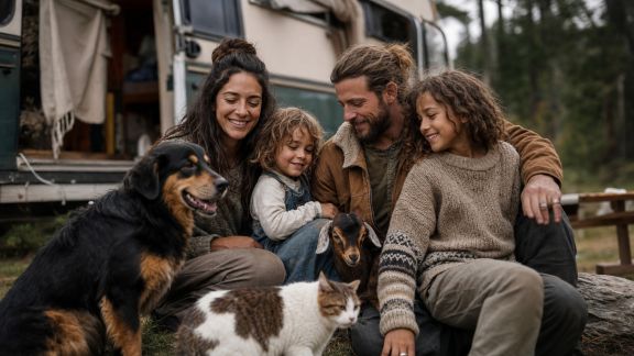 Discussion avec une famille nomade partageant sa vie avec plusieurs animaux : organisation et témoignages