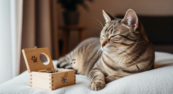 Avis sur les boîtes à musique apaisantes pour chats anxieux : efficacité sur le comportement